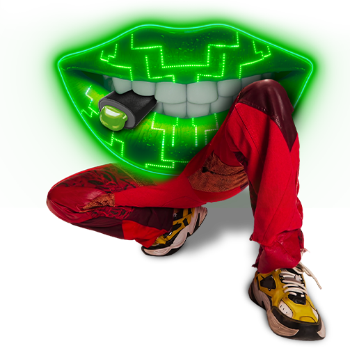 Stylized mouth with green lighting